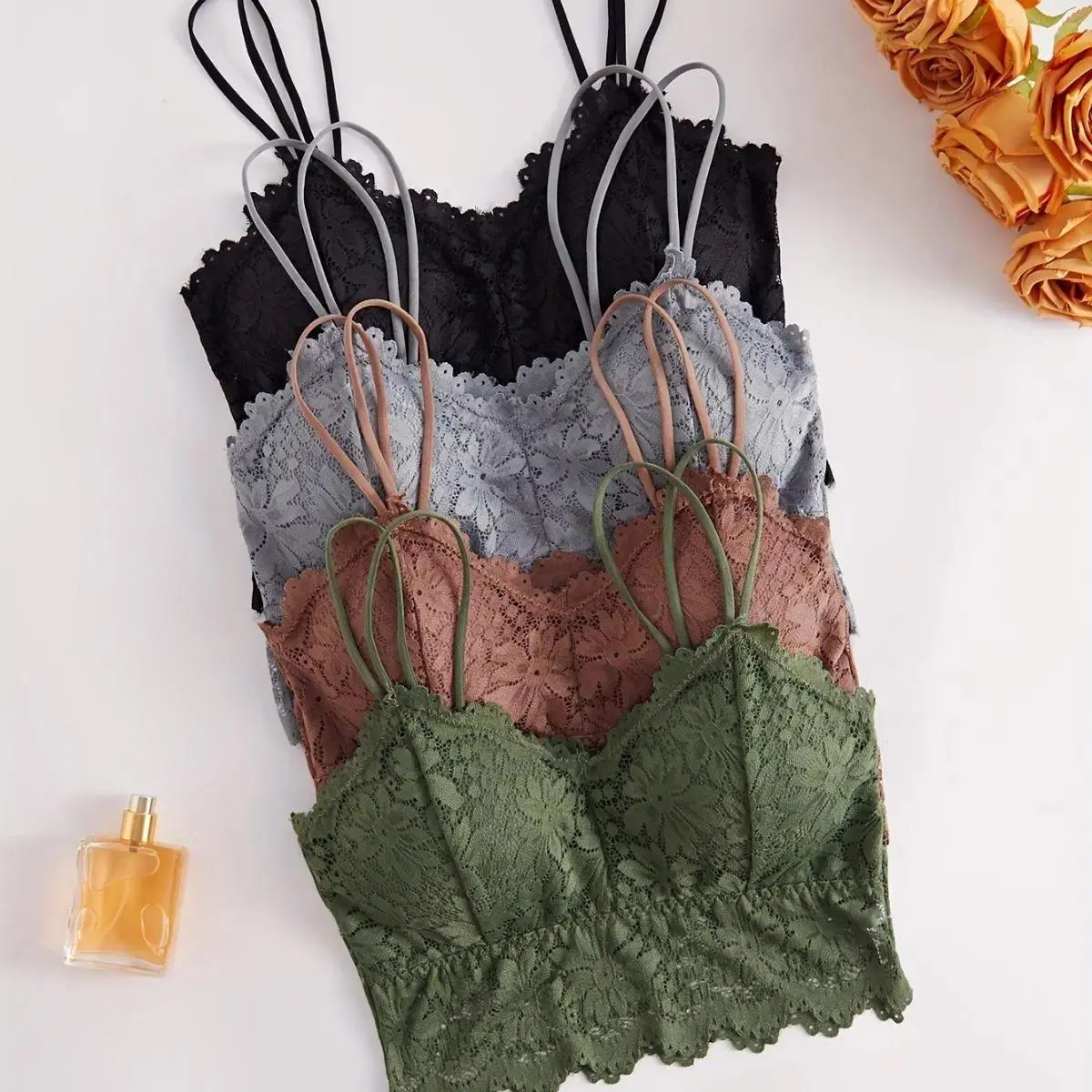 Women's Comfortable Lace Bralette with Sunflower Embroidery, Soft Stretch Wireless Backless Lingerie for Everyday Wear & Layering, Nylon, Breathable, Outfits, Fit, Elegance, Style, Brallette, Removable Pads, Lace Bralettes For Tank Tops, Hand Wash, Lady,,