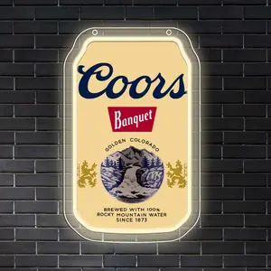 Dimmable Home Bar Restaurant Wall Decor Light Printed Beer Can Shape USB Powered LED Neon Glow Sign for Man Cave Party Party