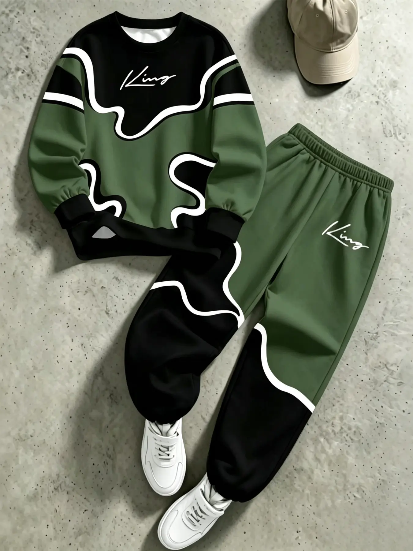 Boys' Autumn New Colorblock Sports Set, Sweatshirt + Sweatpants Two-Piece Set, Multiple Colors Available, Casual Loose-Fit Long Sleeve, Sportswear Set