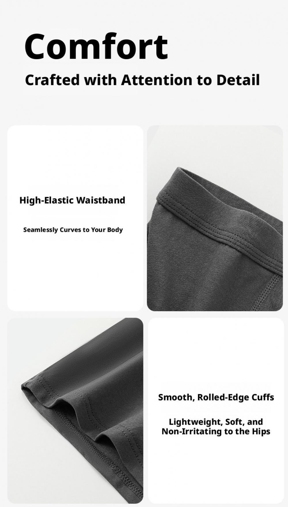 Men's Pure Cotton Boxer Briefs Graphene Infused Midweight Class Boxer Briefs Graphene Infused Breathable Moisture Wicking Comfortable Soft Midweight For Autumn Winter Daily Wear