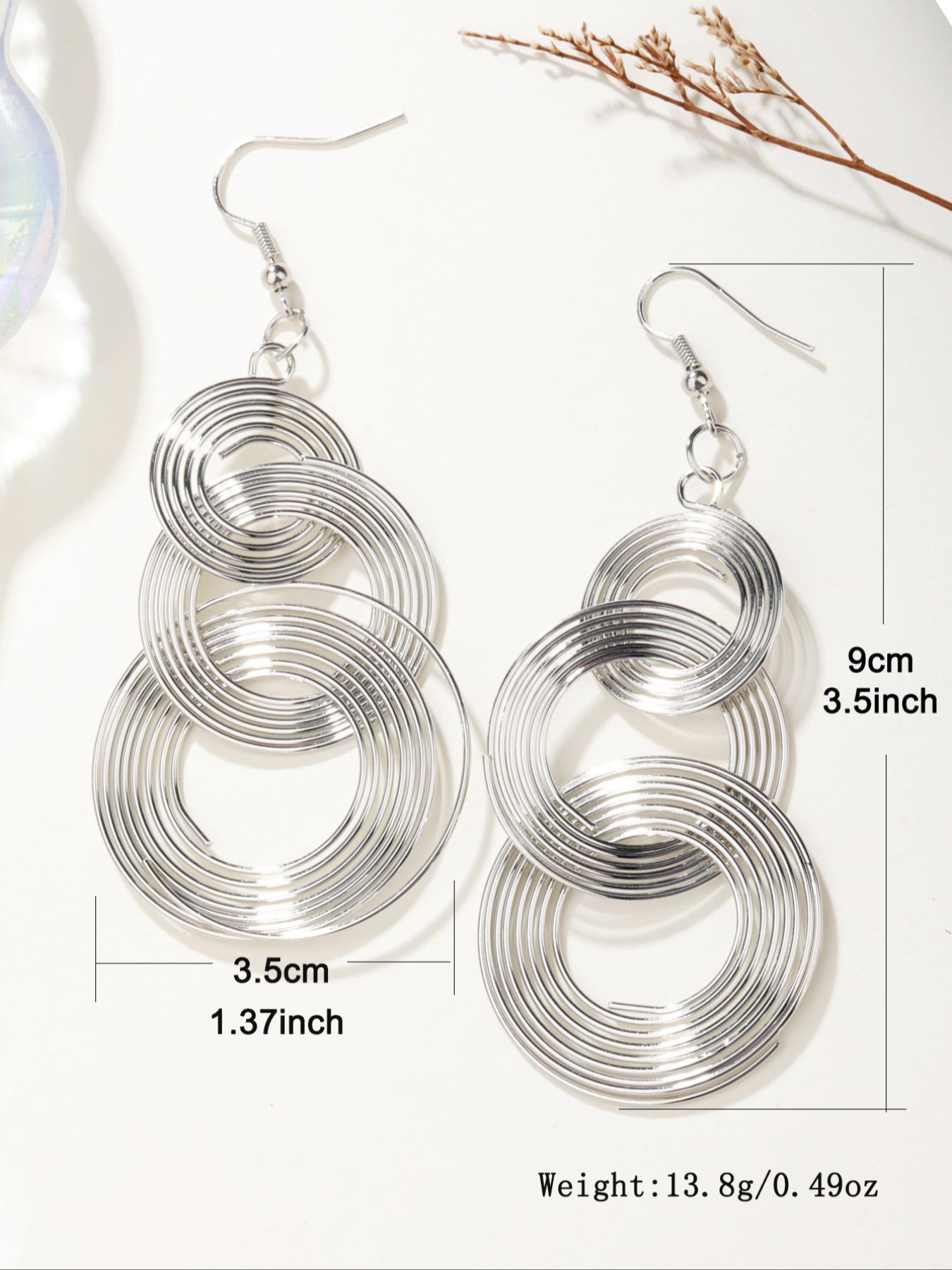 1 Pair Women's Elegant Fashion Dangle Earrings, Multi-layer Round Shaped Hoop Design Dangle Earrings, Casual Trendy Jewelry for Daily & Party