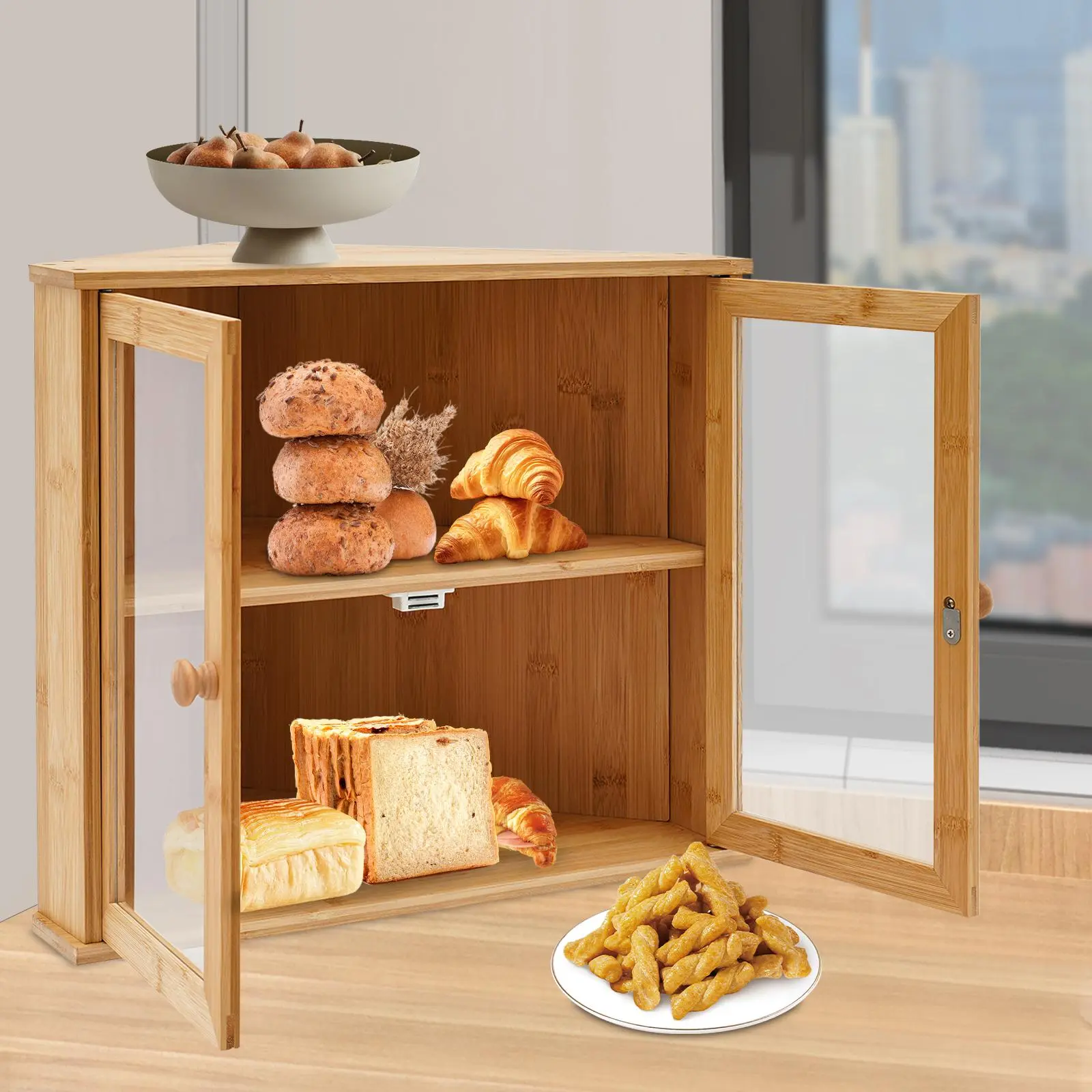 Premium Corner Bread Display Case: Stylish and Functional Storage for Your Kitchen Countertop Organiser Racks