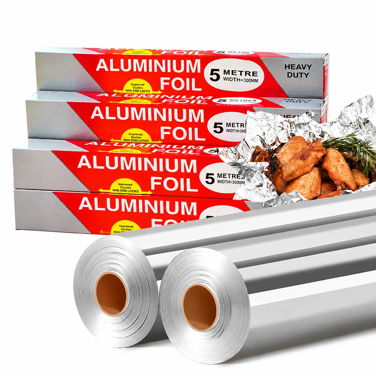 Heavy-Duty Food-Grade Aluminum Foil Roll - Heat-Resistant, Non-Stick Kitchen Disposable Cookware for Oven Baking, Air Fryer Lining - 2m, 7m Options for Home, Commercial Use