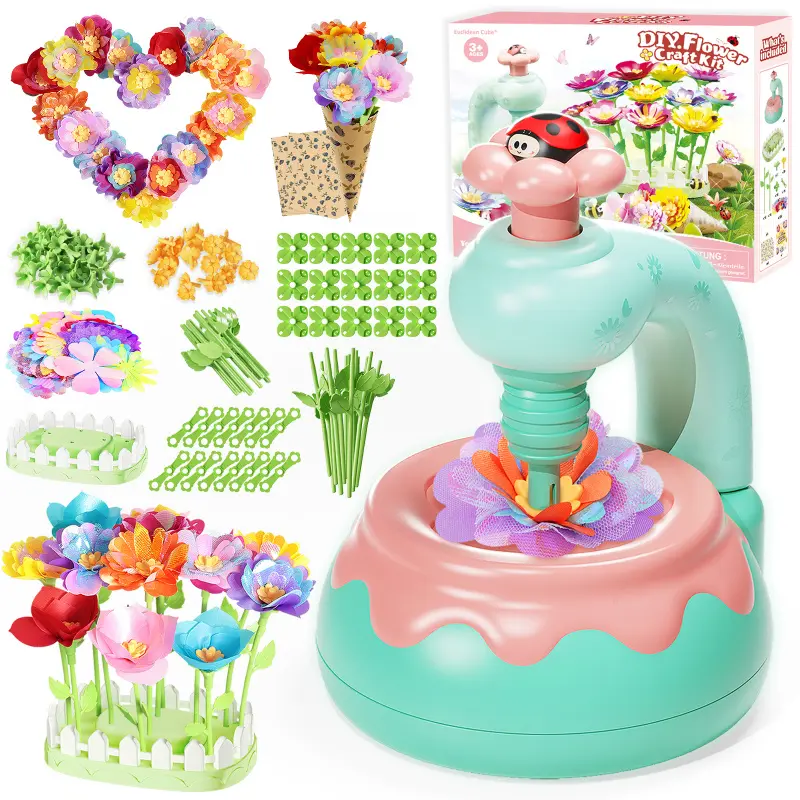 DIY Handmade Flower Pressing Machine for Kids Ages 3+, Fabric Bouquet Assembly & Insertion, High Creativity, Perfect Gift for Children