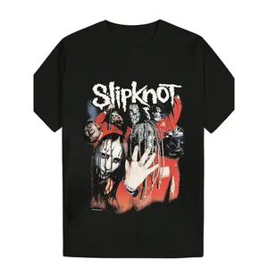 Official Slipknot 2004 T-Shirt - Unisex Black Heavy Metal with Masked Members Design, Soft and Comfortable Round Neck, Casual Street Style, Ideal for Concerts, Collectible Gift, Short Sleeve and Classic Cut