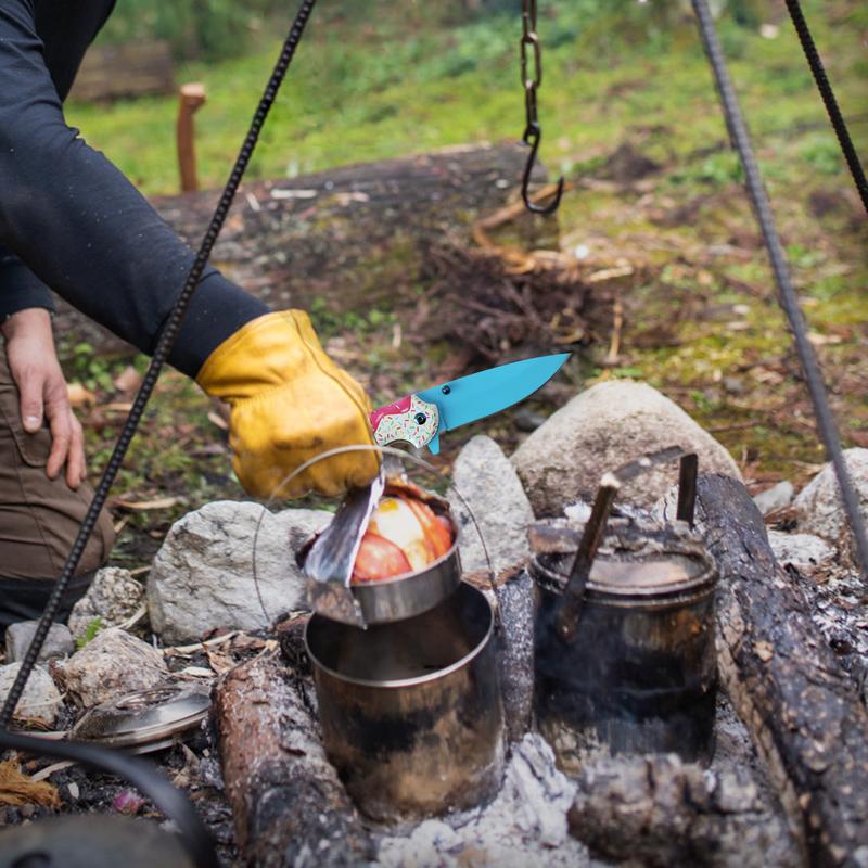 Doughnut aluminum handle folding camping EDC pocket knife foldable portable folding knife hunting knife