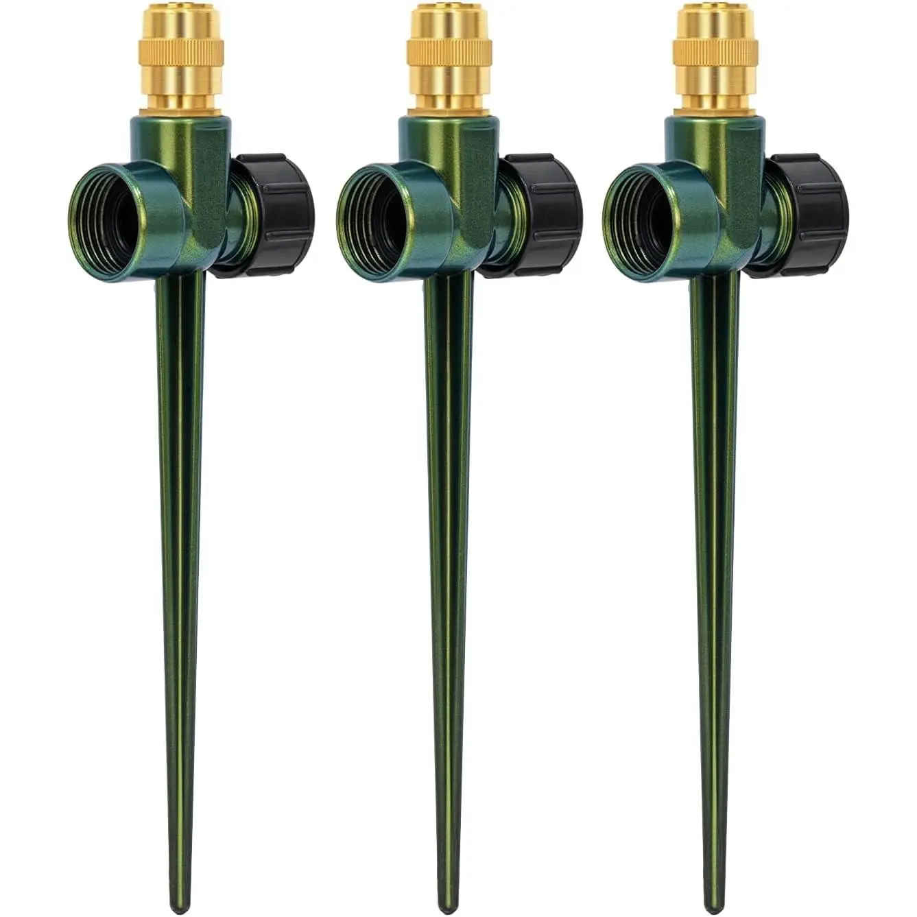 3 Pack Heavy-Duty Full-Metal Lawn Sprinklers for Yard | Durable Brass Nozzle, Premium Sprinkler Spike Base, 360° Large Area Coverage,Lawn Sprinkler for Patio and Garden Irrigation