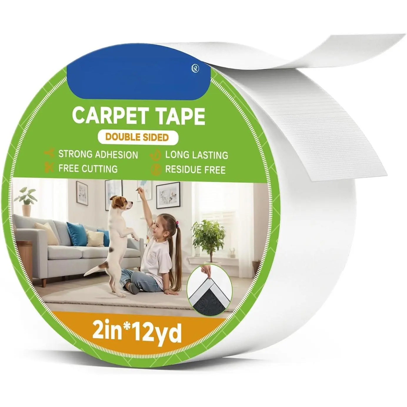 Double Sided Carpet Tape - 2 Inch x 12 Yards Removable Rug Tape for Hardwood Floors, Tile & Laminate - No   Hold Anti Slip Gripper for Area Rugs, Mats & Carpets