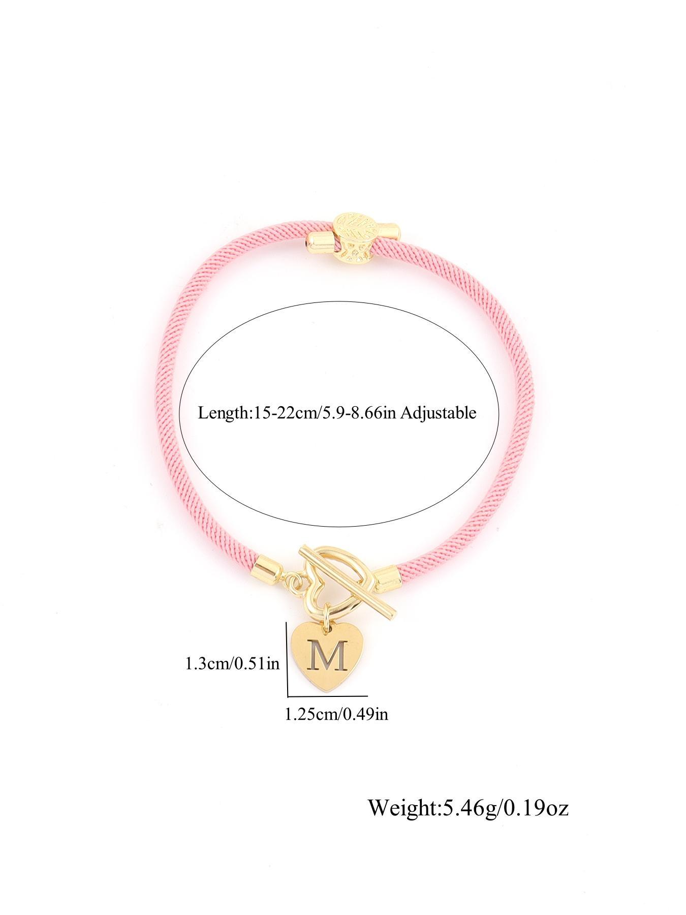 Heart & Letter Design Charm Bracelet, Adjustable Rope Bracelet for Women & Girls, Elegant All-match Fashion Jewelry for Daily Decor, Fashion Modern Accessories