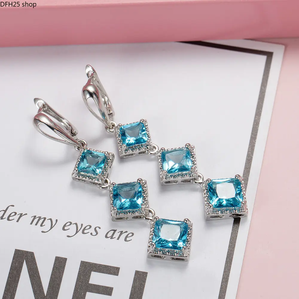 Turquoise Bohemian Long Drop Earrings for Women, Ethnic Vintage Water Drop Crystal Jewelry Handmade Style Design for Daily Wear Vacation Beach Outfit Fashion Accessory Gift