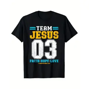 Faith Hope Love Christian T-Shirt Team 03 Jesus Church Shirt Religious Graphic Tee Unisex Cotton Crew Neck Short Sleeve Ships From USA