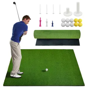Golf Hitting Mat 5x4FT/5x4FT - 31mm Thick Artificial Turf with 6 Tees - Heavy Duty, Shock Absorbing EVA Base - Non-Slip Training Mat for Indoor Outdoor Garage, Backyard, Basement - Perfect for Chipping & Driving