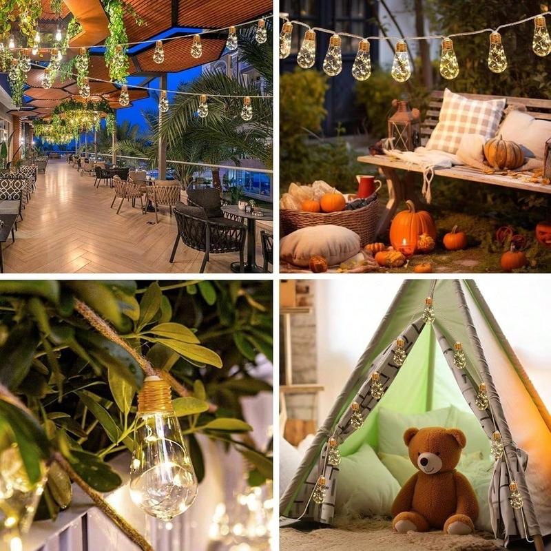 Solar String Lights Outdoor,30 Ft Vintage Rope Hemp Solar Patio with 8Modes and Remote Control,LED Patio Lights Waterproof Christmas Decoration Light