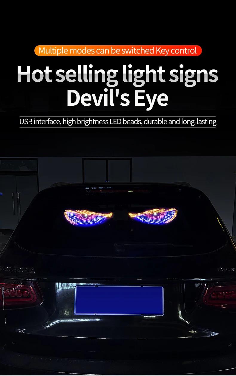 New Car Dynamic Devil's Eye Light Car Sticker Led Display Truck Car Front and Rear Windshield Glass Light Eye Warning Light