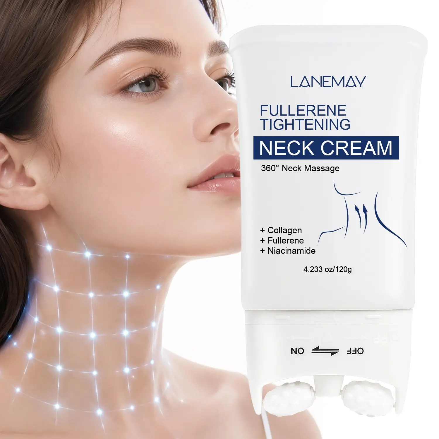 120g Collagen Firming Lifting Neck Cream with Fullerene, Niacinamide - Firms & Tightens, Brightens & Smooths, Soft & Hydrated - For Neck Laxity & Fine Lines, Daily Firming Massage Care