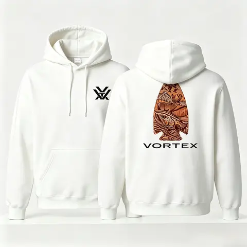Arrowhead Wildlife Hoodie – Navy Sweatshirt Featuring Detailed Outdoor Scene with Trout, Deer, Ducks, and Mountains Inside Arrowhead Graphic, Perfect for Hunters, Anglers, Nature Lovers, and Fans of Rustic Outdoor Apparel, Top Menswear Streetwear