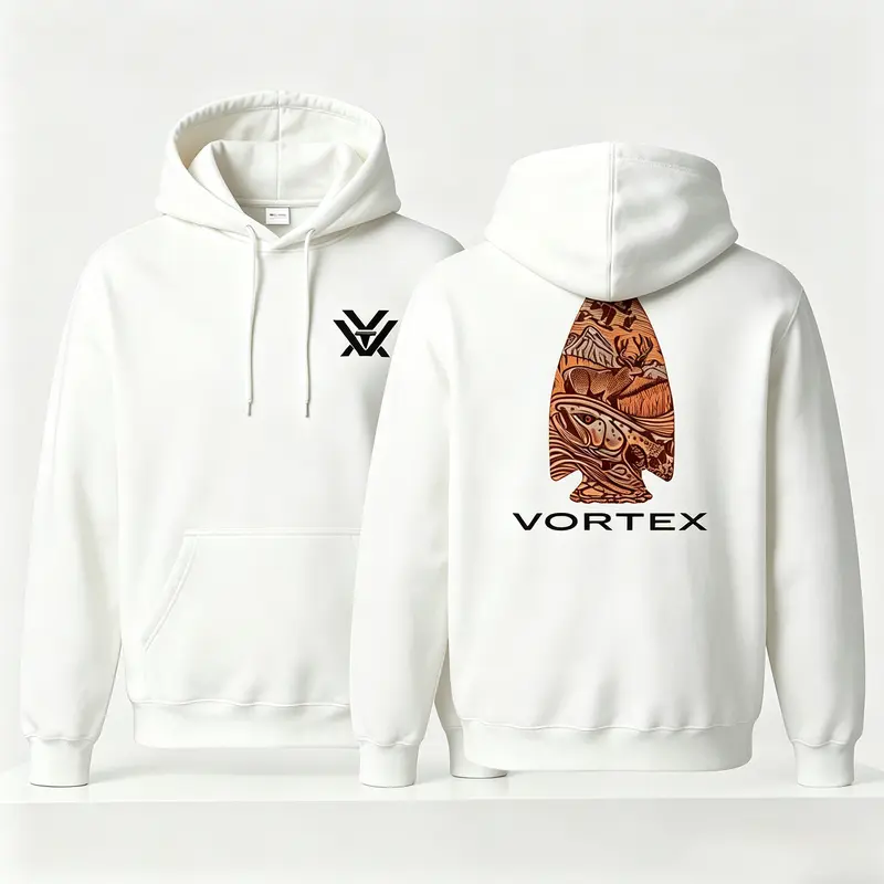 Arrowhead Wildlife Hoodie – Navy Sweatshirt Featuring Detailed Outdoor Scene with Trout, Deer, Ducks, and Mountains Inside Arrowhead Graphic, Perfect for Hunters, Anglers, Nature Lovers, and Fans of Rustic Outdoor Apparel, Top Menswear Streetwear