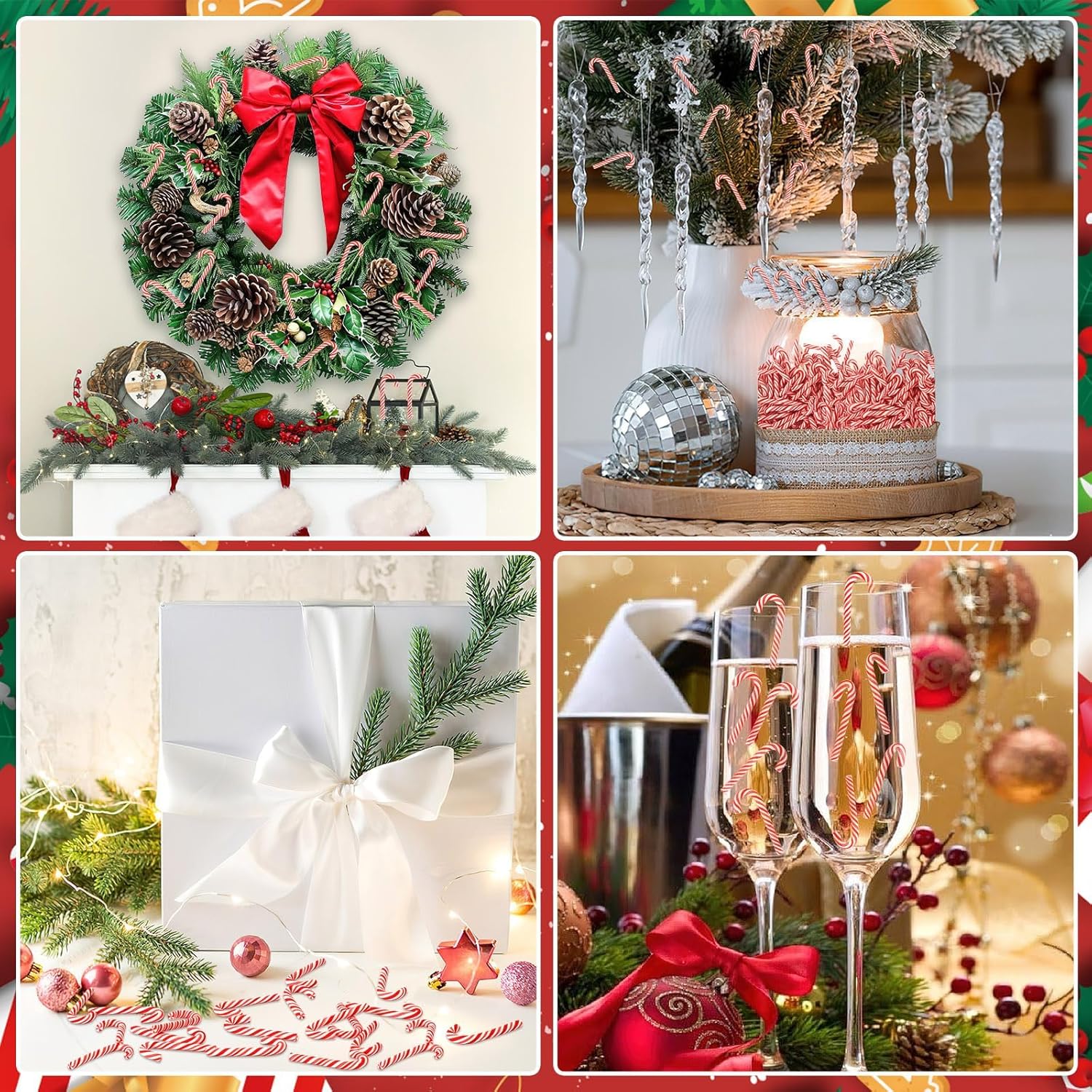 10/30/50Pcs Mini Candy Cane Christmas Decoration Red White Resin Candy DIY Crafts Xmas Pendant Navidad Home Decor 2025 New Year