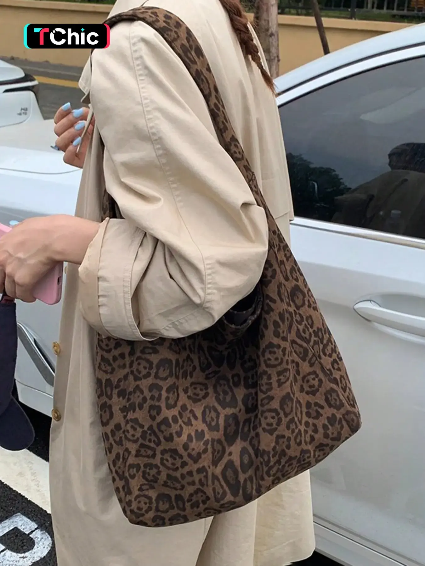 Autumn Winter New Large Bag, Vintage Leopard Print Shoulder Bag, Casual Crossbody Tote, Fashionable and Versatile, Simple and Retro Commute Bag, Tote Crossbody Purse