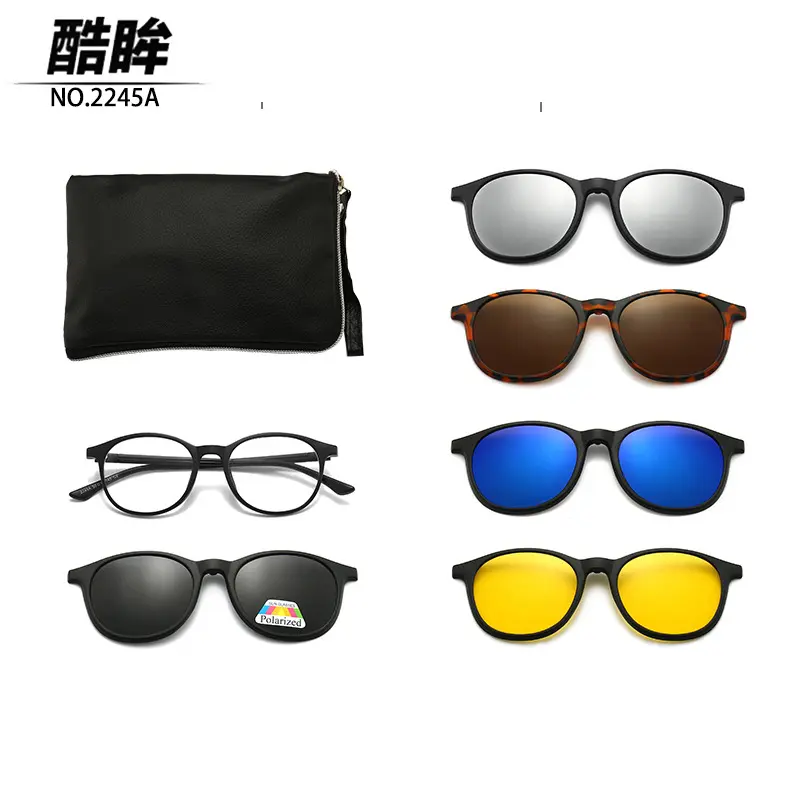 Polarized Clip-On Magnetic Sleeve Sunglasses, Colorful Fashion Unisex Myopia Eyewear Frames