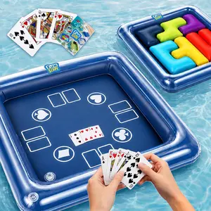 Floating Table Games for Pool, Adult Pool Toys W/Waterproof Playing Cards, Swimming Float Blocks Game, Summer Outdoor Travel Beach Play Family Yard Party Gift for Adults Boys Girls Children