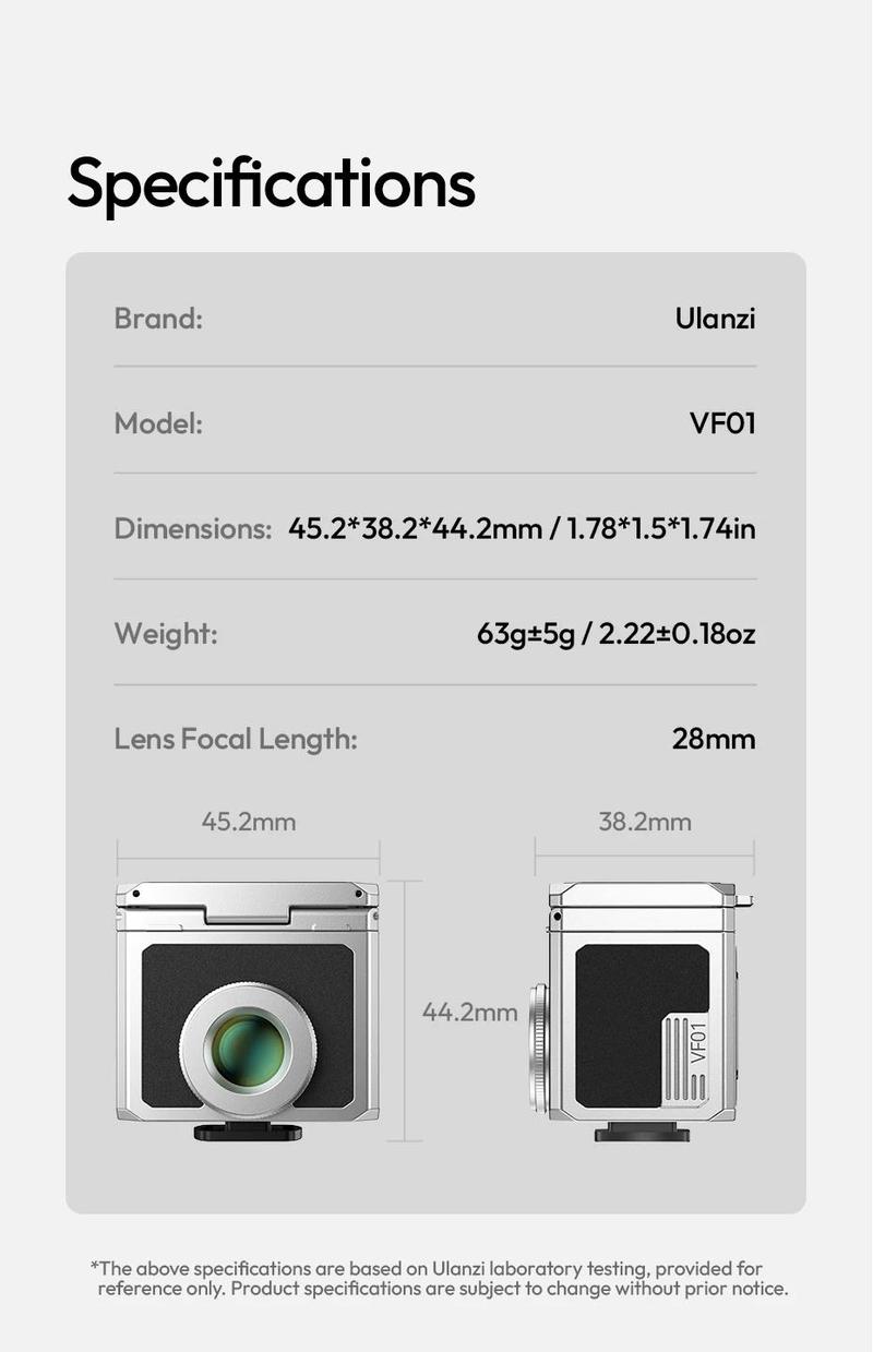 Ulanzi VF01 Waist-Level Viewfinder 35/50mm Framelines 28mm Focal Length 3-element Lens Group for Camera Enthusiasts