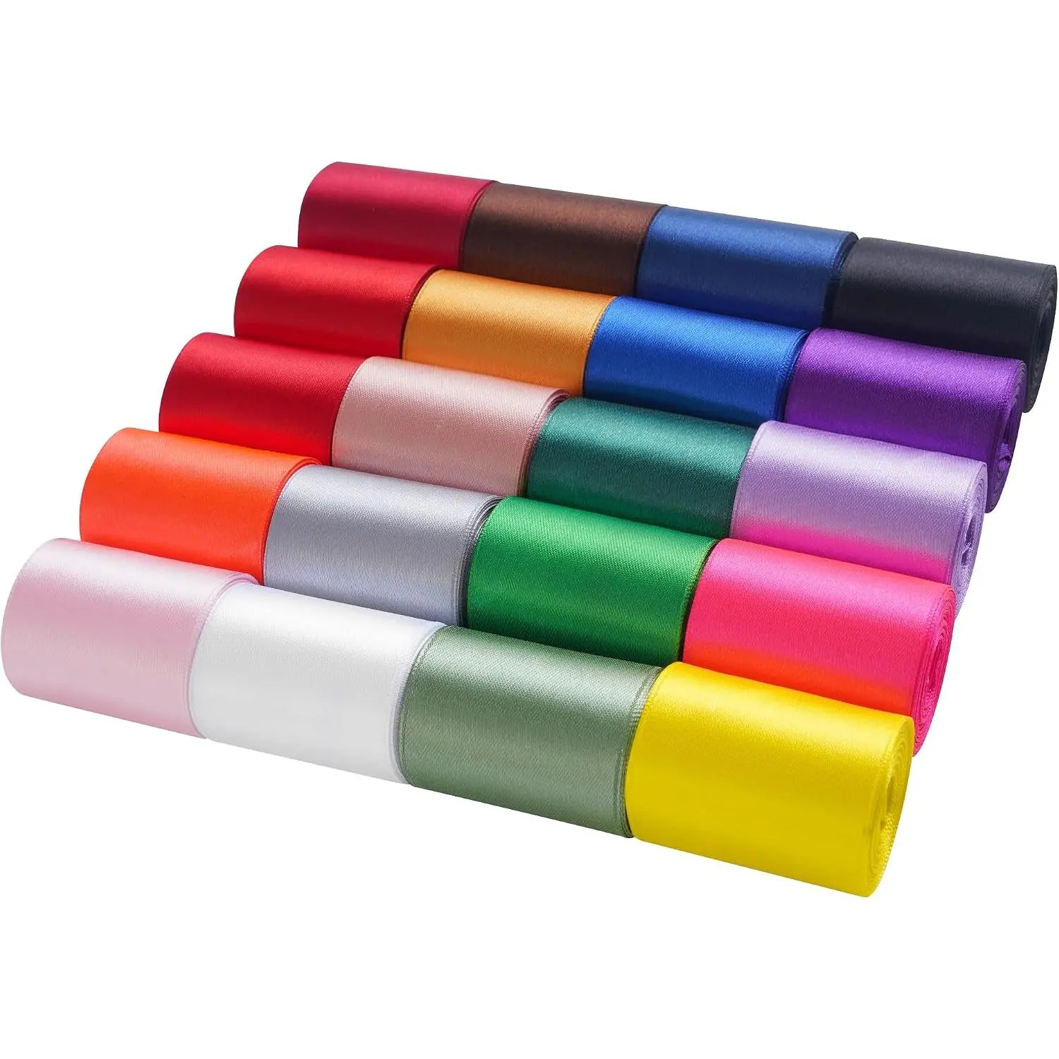 Rainbow Satin Ribbon, 2 Inch x 20 Rolls Total 100 Yards, Colorful Ribbon Perfect for Gift Wrapping, Flower Bouquets, Hair Bows Making, Wedding Decor, Christmas