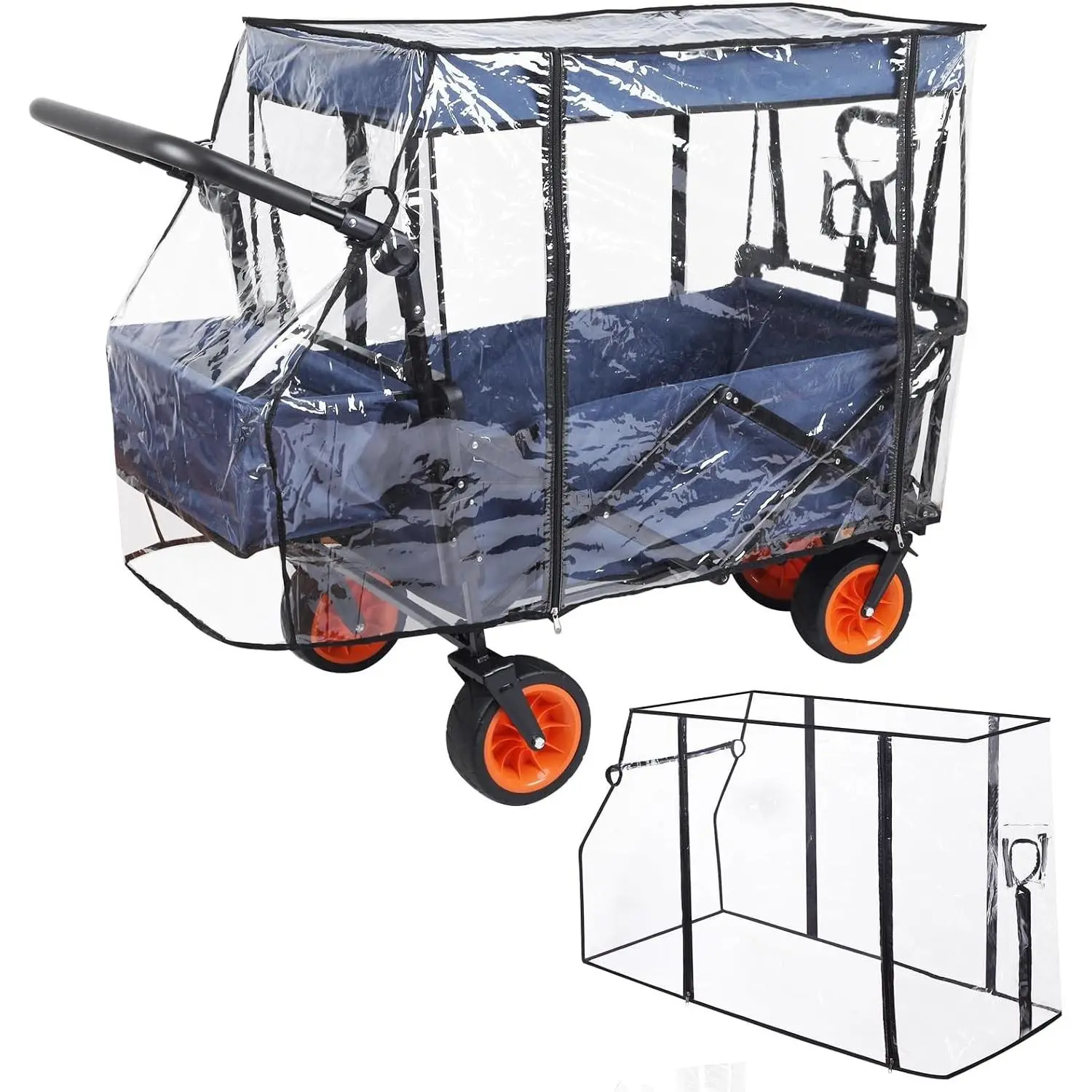 Waterproof Collapsible Wagon Rain & Sun Cover - Windproof UV-Resistant Canopy for Stroller/Trolley/Cart Accessories, Suit for Camping Picnic Garden Use