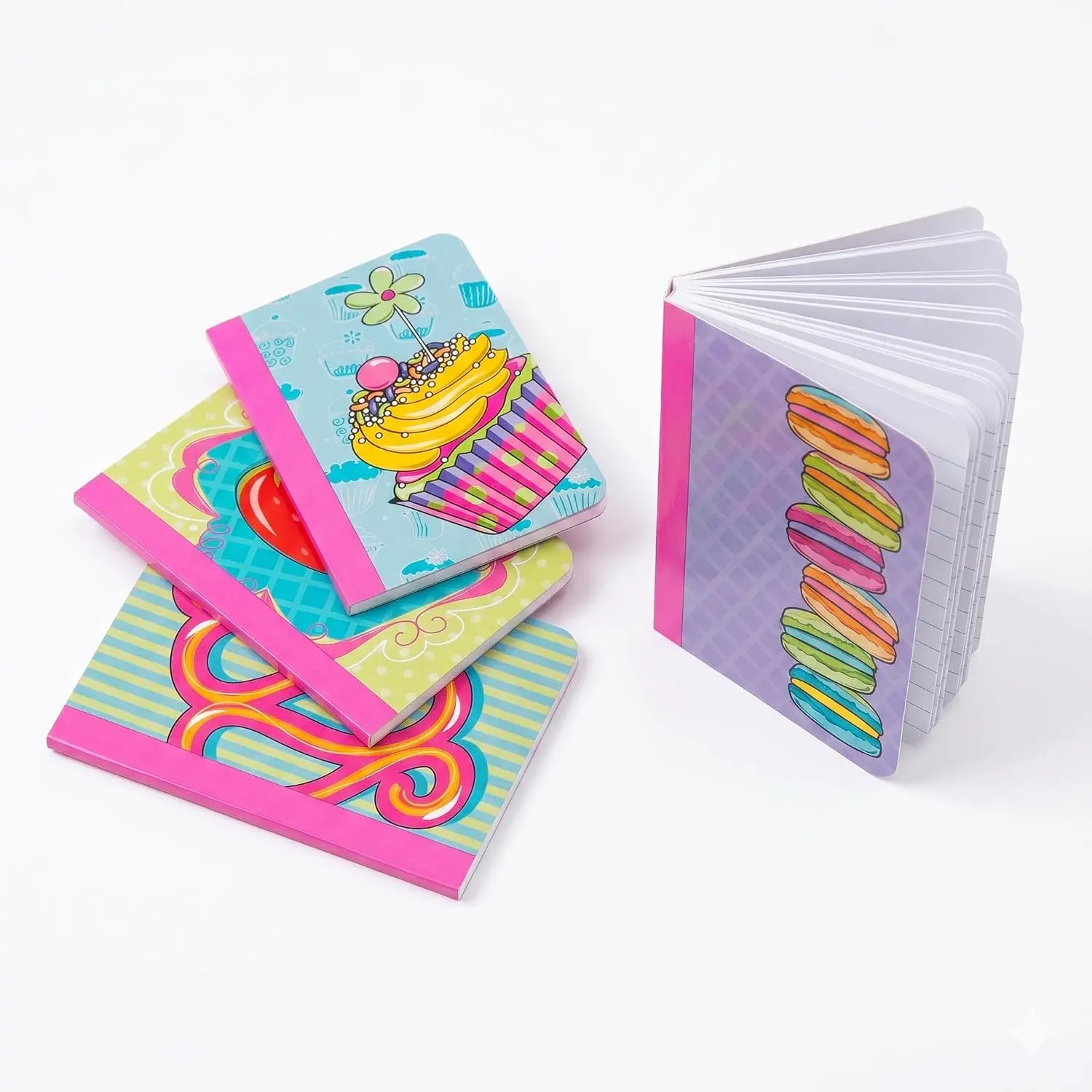 Mini Composition Books - 4 Pk Cute Small Notebook Small Cute Notebook for Purse Mini Composition Notebooks Pocket Bulk Journal Lined College Ruled Hardcover  Girls School Diary Set  Stationery