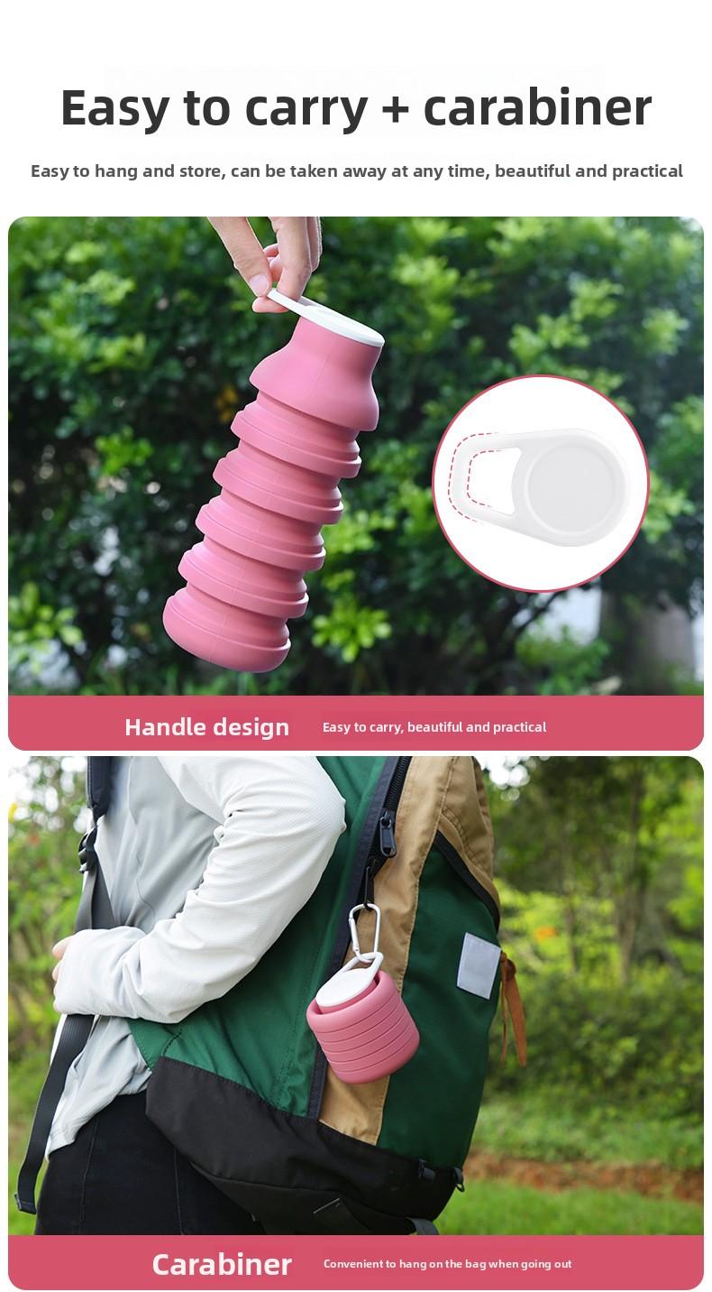 Creative Silicone Foldable Cup Outdoor Travel Sports Water Bottle Portable Thin Cycling Mug, Durable Leak-Proof Design