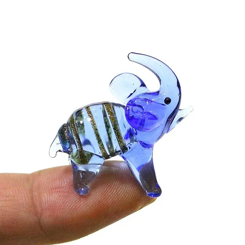 Handmade Glass Elephant Mini Figurine Ornaments - Japan-Style Tiny Single All Seasons Home Fairy Garden Decor, Festive Party Gifts for Collectors
