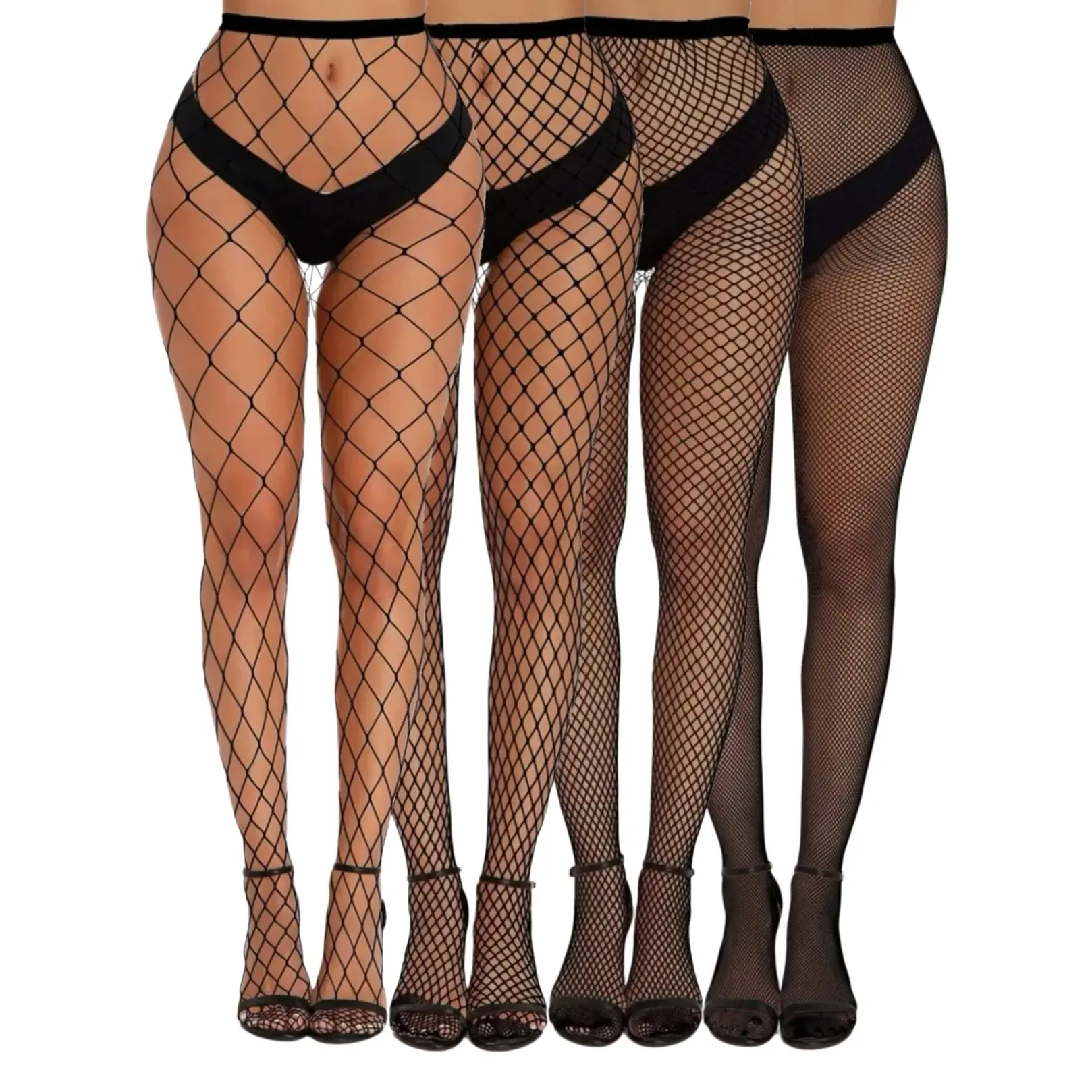4 Pairs Fishnet Stockings For Women, Ultra-Thin Stretchy Fishnet Pantyhose, Fashion Bold Style Hosiery, Breathable All Season Wear Suitable For Parties, Holiday Events And Daily Styling