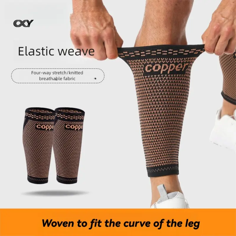 2PCS Copper Fiber Calf Compression Sleeves | Sports Leg Warmers for Running, Basketball & Cycling, Muscle Support