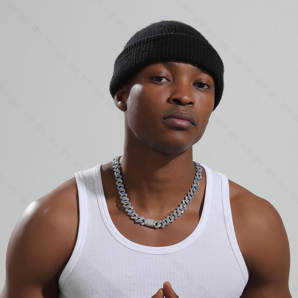 Classic Fashion Trend Men's Necklace 15mm Exaggerated Diamond Geometric Trendy Hip-hop Jewelry Large Gold Chain