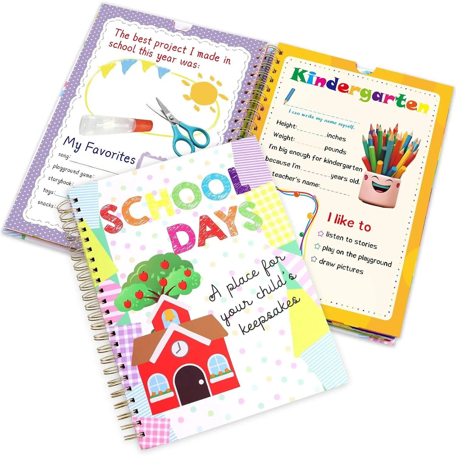 School Memory Book -12 School  Book for  | First and Last Day of School, School Days Memory Book, School Photo Hardcover Album, 14 Pockets,  to School Gifts, White