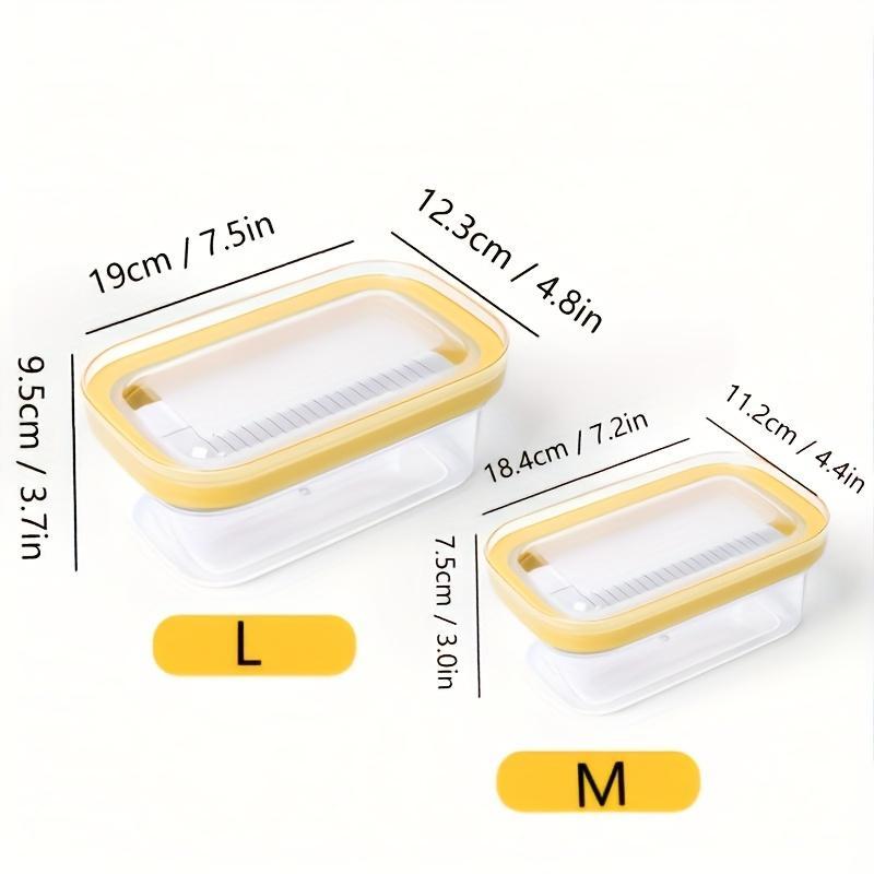 Acrylic Butter Keeper and Cutter - Food Grade, Reusable, Square-Shaped Cheese Storage Box with Clip Closure for Freshness and Easy Access