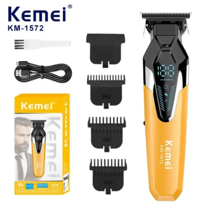 Kemei Men's Hair Clipper Professional Hair Trimmer Portable Haircut Machine Km-1572, Lithium-Ion Battery, 1200mah, New Condition
