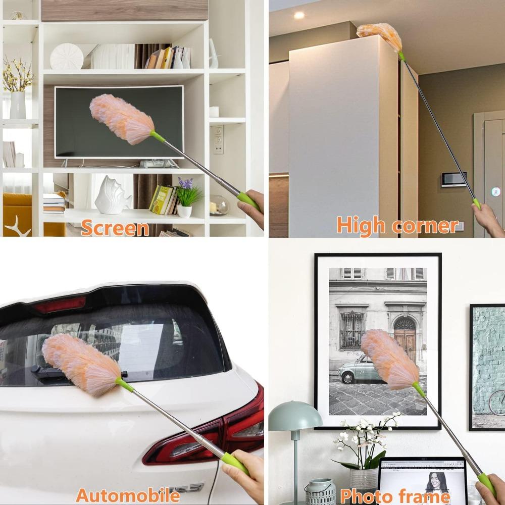 Washable Electrostatic Duster Pack, Extendable Pole 25" to 55", Feather Duster for Cleaning