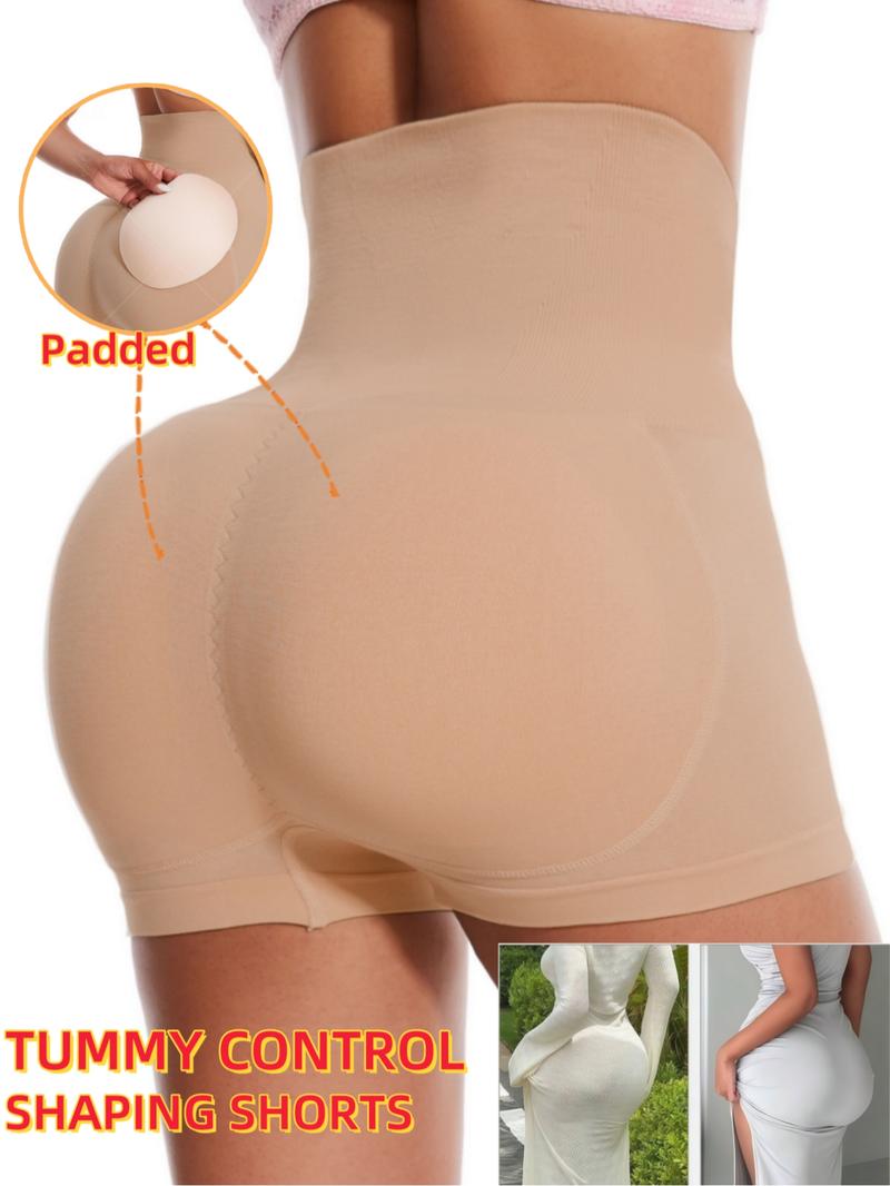 Women Butt Lifting Padded Seamless Shapewear Shorts, Hiigh-Waist Tummy Control Pants, Comfortable Tight Fitness Pants With Removable Sponge Pad,Anti-Sagging Briefs,Butt Booster, Bottom Lifting Panties, Stretch Underpants, Sexy Buttock Enhancer