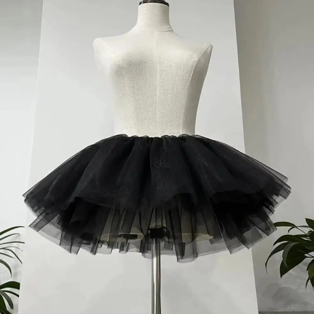New Puffy Lolita Underskirt 4 Layers White Black Tutu Dress Cosplay Costume Ballgown Petticoats Women
