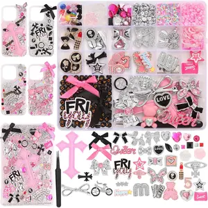EIiovcnya 2380 Pcs Junk Phone Case Charms Kit, Charms for Customizing DIY Cases, with Nail Accessories, Cute Bow, Star, Candy, Letter Beads, Flatback Aesthetic Big Decor for Mother's Day