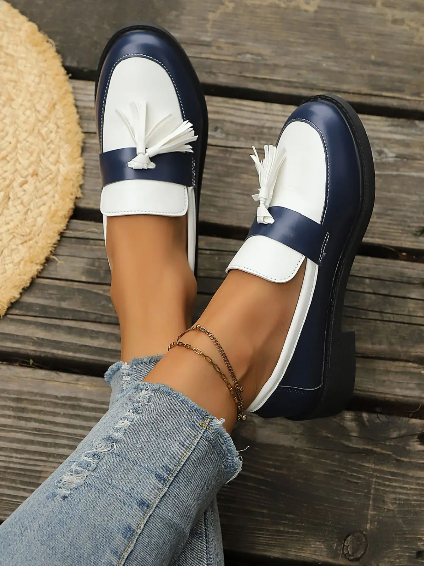 Four-Season Fashion New PU Leather Women Shoes, Large Size British Style Thick Heel Office Oxfords, Versatile Low Ankle Rubber Sole, Business Casual Oxfords