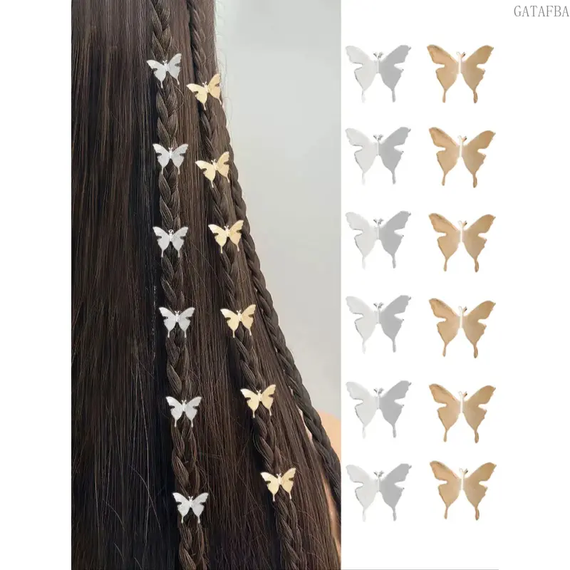 Unisex 12Pcs Plain Metal Mini Butterfly Hair Clip Set - Elegant, Simple Hair Accessories for Everyday & Party Use (Compatible with Sports & Outdoor Clothing, Sports Dresses)