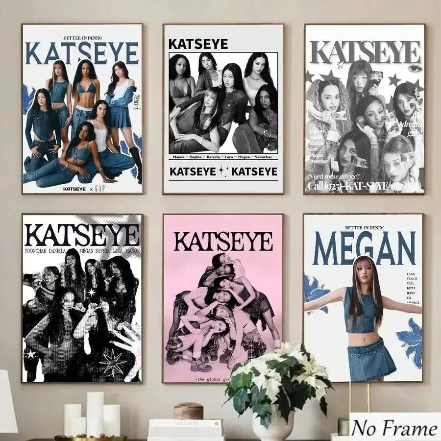 K-Pop Katseye Poster Wall Art Decor Artwork, Modern Waterproof Decorative Canvas Painting, Ideal for Living Room, Bedroom, Gift, Home Decoration