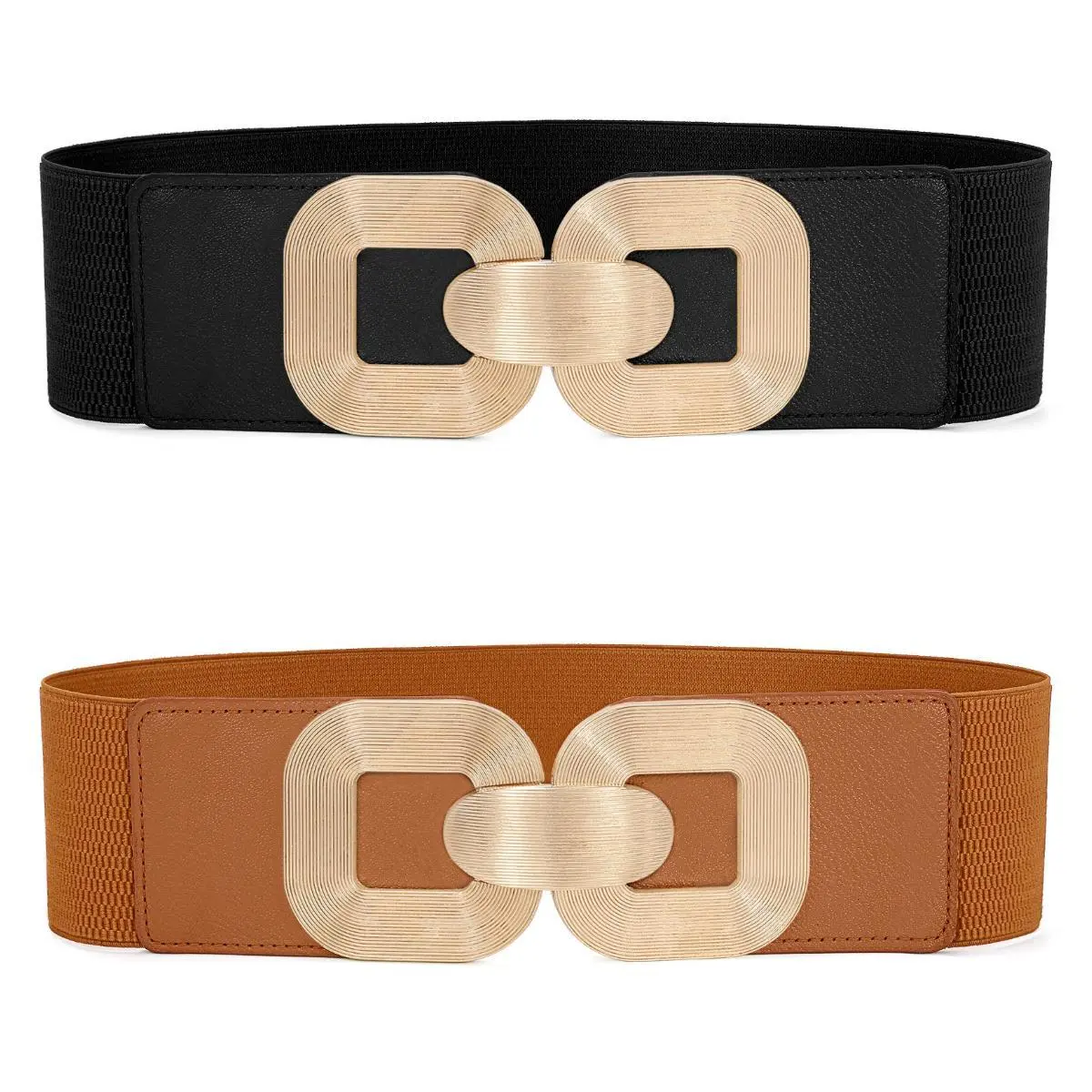 JASGOOD Women Wide Elastic Belts for Dress Fashion Stretchy Waist Belts for Ladies with Gold Buckle