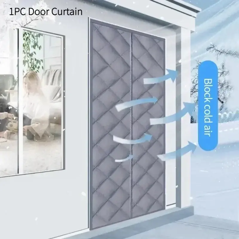 Four-Season Magnetic Door Curtain, Simple Home Design, No Drilling Magic Tape Self-Adhesive, Summer Mosquito Shield, Winter Insulation