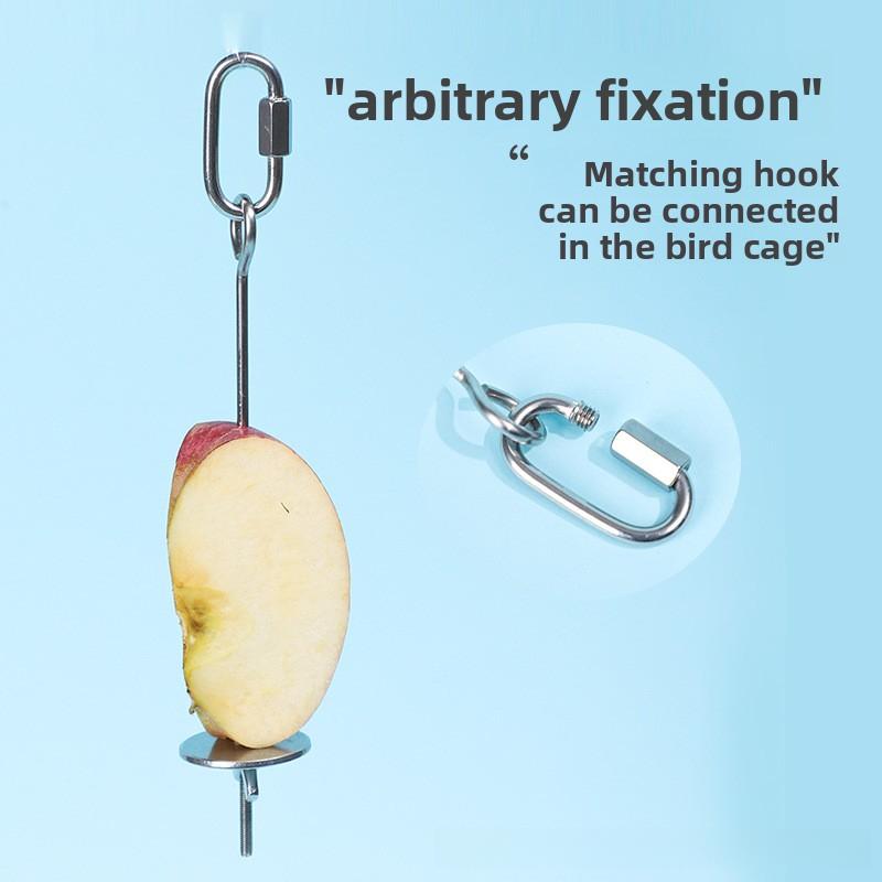 Parrot stainless steel fruit fork, corn and apple fork, pet bird supplies, hangable toy, bird feeder accessories