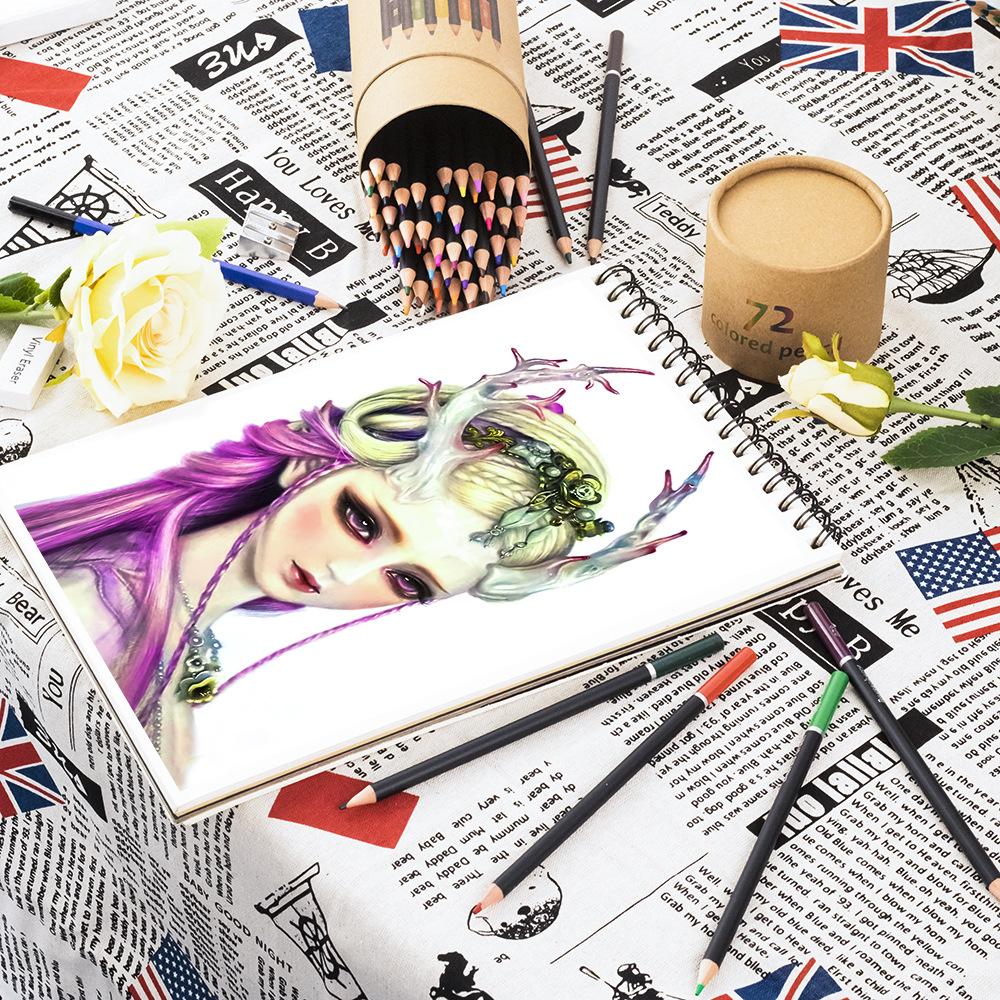 Oil Colored Pencil, 1 Set Professional 50/72 Colors Vibrant Color Artist Pencil Set with Pencil Sharpener and Eraser, Art Supplies for Adults Beginners