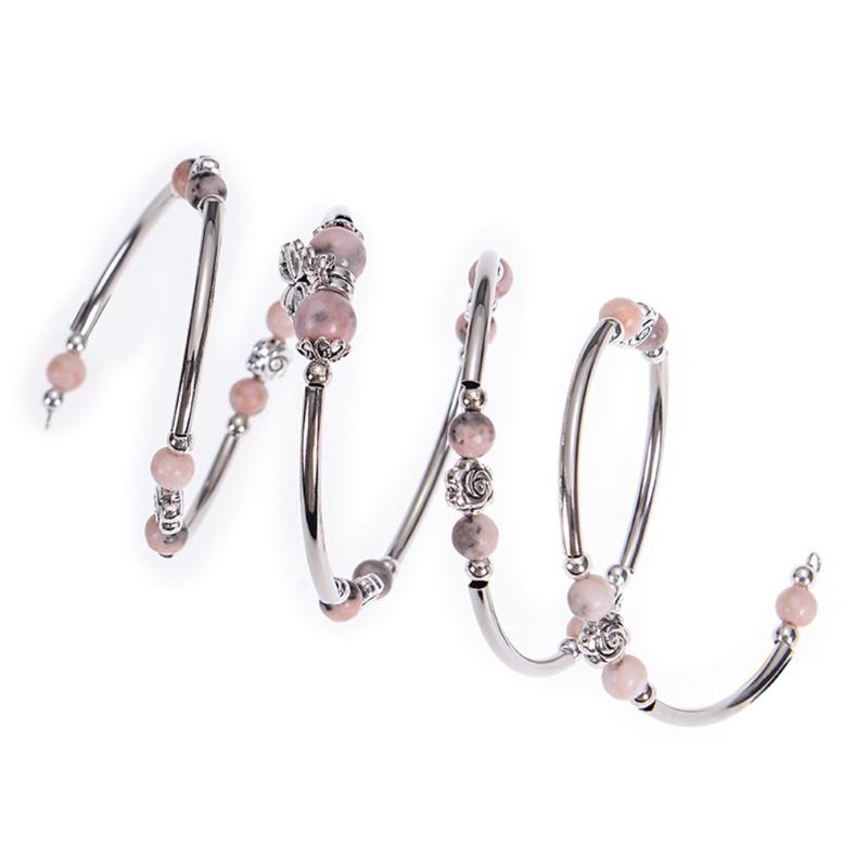 Bohemian Style Bead Winding Bracelets for Women Girls Multiple Layers Bead Flower Pendant Bracelet Trend Jewelry Christmas Gift