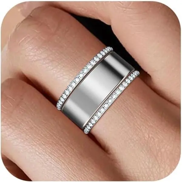 2-Pack 14K Gold Plated Stackable Bands for Oura Ring 5/Oura Ring Gen 4/3 | Cubic Zirconia Simulated Diamond Stacking Rings for Oura Ring Stack, Smart Ring Enhancer Decorative Bands for Women